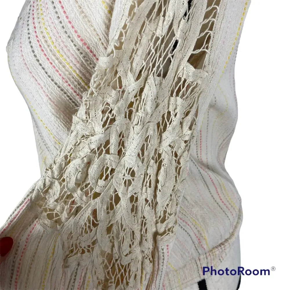 Free People Floating Memories Blouse Cotton Eyelet Pullover Top Beige Womens Sm